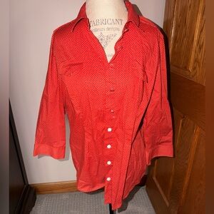 Red and white polka dot shirt